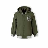 Boys Baseball Jacket Detachable Hood Embroidery Khaki  