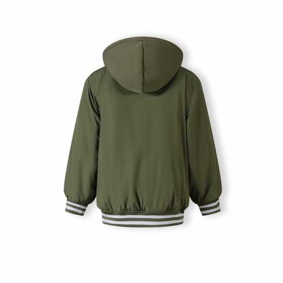 Boys Baseball Jacket Detachable Hood Embroidery Khaki  