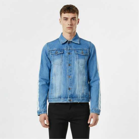 Criminal Damage Мъжко Дънково Яке Criminaldamage Tape Denim Jacket Mens  