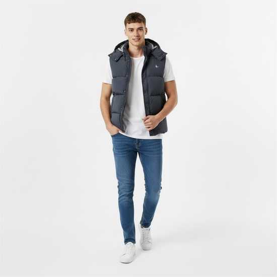 Jack Wills Men's Firstone Waterproof Detachable Hood Synthetic Fill Gilet Черно 