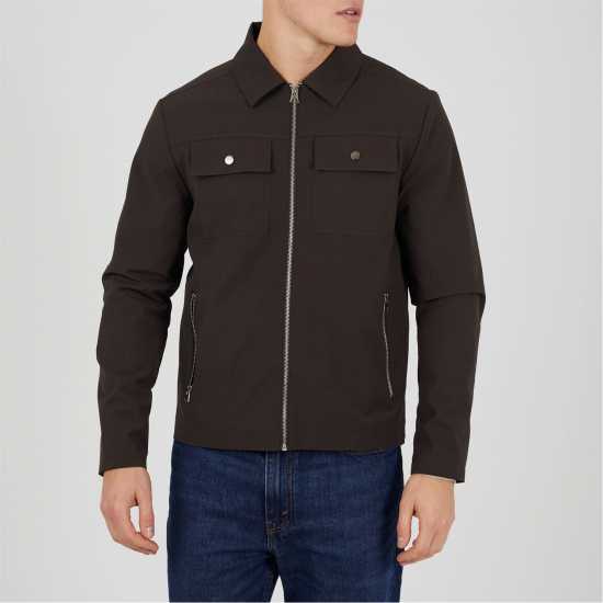 Brave Soul Men's Zip Up Shacket Overshirt  