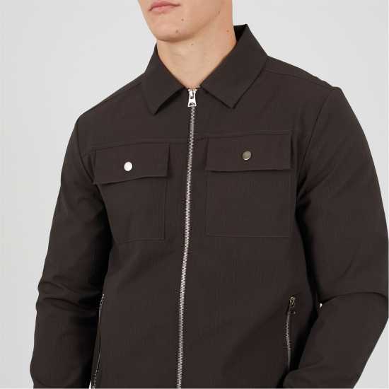 Brave Soul Men's Zip Up Shacket Overshirt  