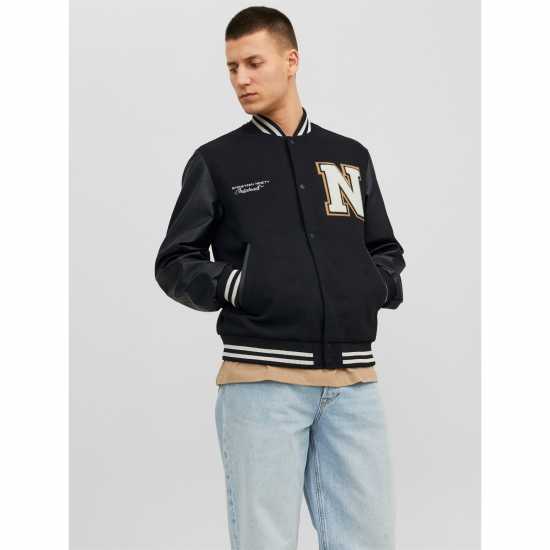 Пилотско Яке Jack And Jones College Wool Blend Bomber Jacket Черно 