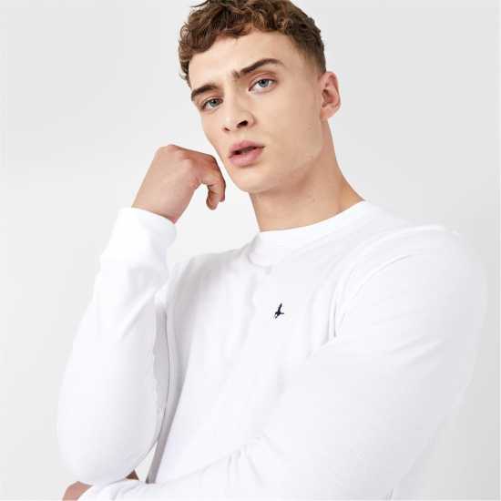 Мъжка Риза Jack Wills Sandleford Long Sleeve T-Shirt Mens Бяло Мъжки тениски и фланелки