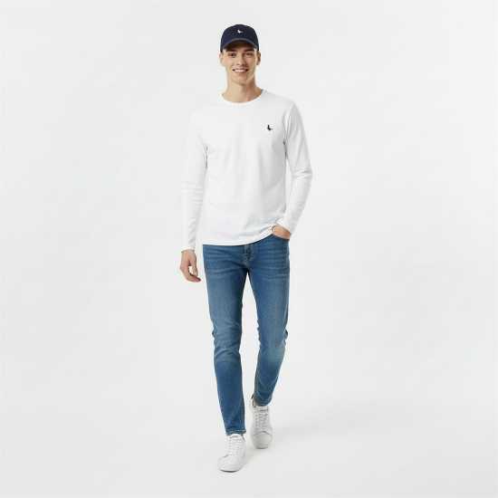 Мъжка Риза Jack Wills Sandleford Long Sleeve T-Shirt Mens Бяло Мъжки тениски и фланелки
