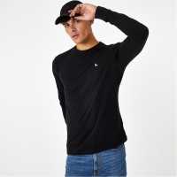 Мъжка Риза Jack Wills Sandleford Long Sleeve T-Shirt Mens Черно Мъжки тениски и фланелки