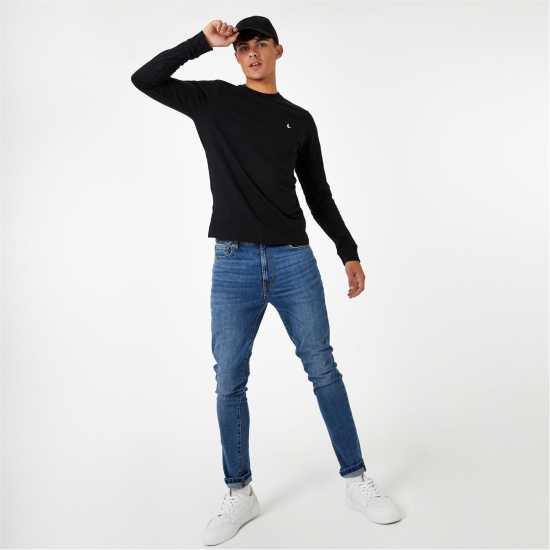 Мъжка Риза Jack Wills Sandleford Long Sleeve T-Shirt Mens Черно Мъжки тениски и фланелки
