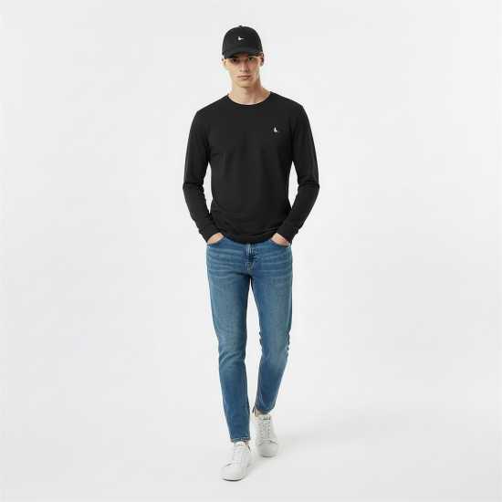 Мъжка Риза Jack Wills Sandleford Long Sleeve T-Shirt Mens Черно Мъжки тениски и фланелки