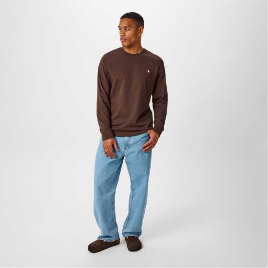 Мъжка Риза Jack Wills Sandleford Long Sleeve T-Shirt Mens Какао Мъжки тениски и фланелки