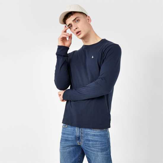 Мъжка Риза Jack Wills Sandleford Long Sleeve T-Shirt Mens Морска синьо Мъжки тениски и фланелки