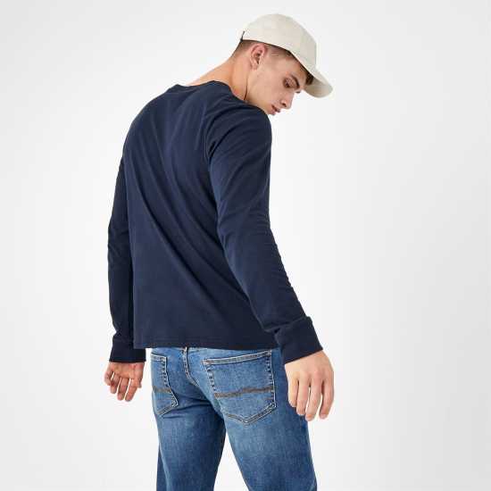 Мъжка Риза Jack Wills Sandleford Long Sleeve T-Shirt Mens Морска синьо Мъжки тениски и фланелки