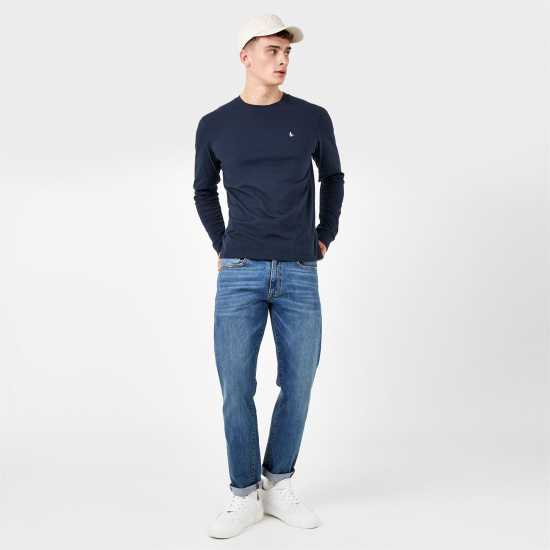 Мъжка Риза Jack Wills Sandleford Long Sleeve T-Shirt Mens Морска синьо Мъжки тениски и фланелки