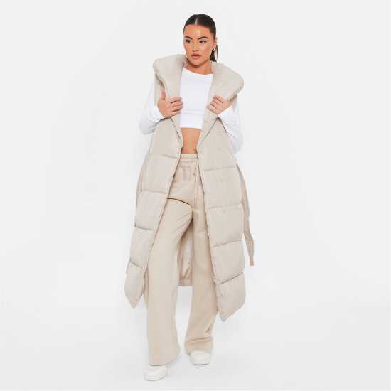 I Saw It First Padded Belted Puffer Gilet Stone Дамски грейки