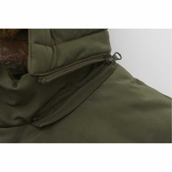 Soulcal Men's 2 Zip Bubble Faux Fur Trim Fleece Lined Short Puffer Jacket Хаки 