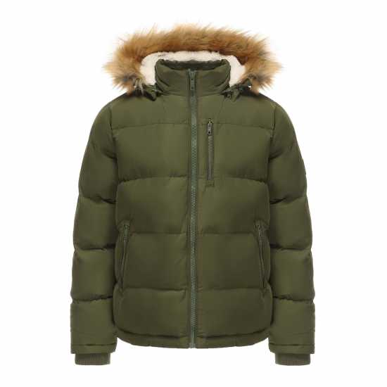 Soulcal Мъжко Пухено Яке 2 Zip Bubble Jacket Mens Хаки Мъжки якета и палта