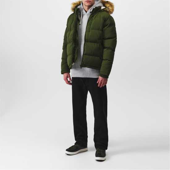 Soulcal Мъжко Пухено Яке 2 Zip Bubble Jacket Mens Хаки Мъжки якета и палта