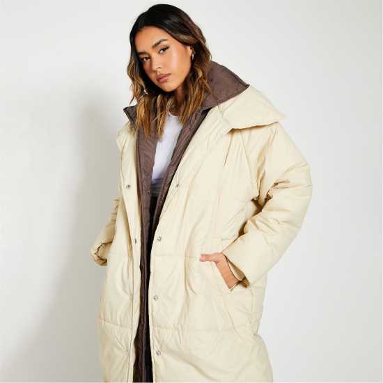 Contrast Double Layered Padded Coat  Дамски якета и палта