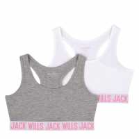 Jack Wills Kids Girls Multipack Crop Top 2 Pack White/Grey Детско бельо