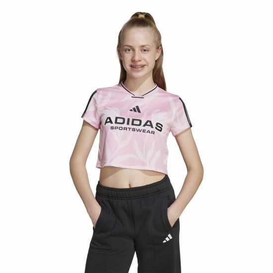 Adidas House Of Tiro Colors Of Football Crop T-Shirt Juniors Pink/White Детски тениски и фланелки
