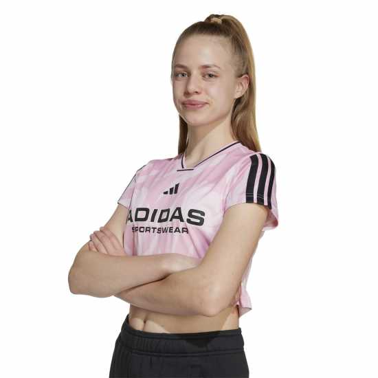 Adidas House Of Tiro Colors Of Football Crop T-Shirt Juniors Pink/White Детски тениски и фланелки