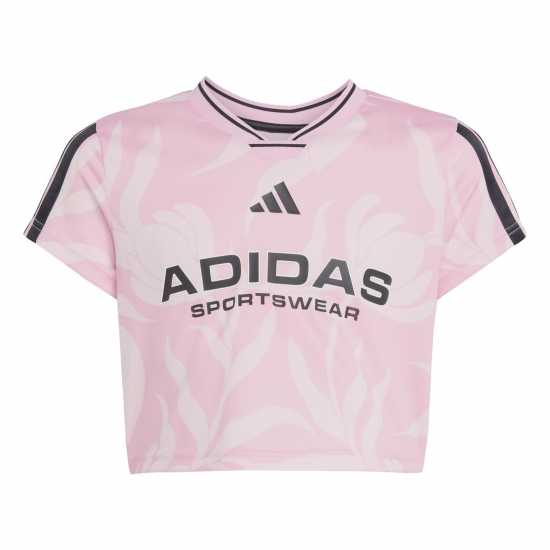 Adidas House Of Tiro Colors Of Football Crop T-Shirt Juniors Pink/White Детски тениски и фланелки