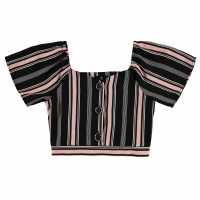 Sale Firetrap Crepe Shirt Junior Girls Black Stripe Детски ризи