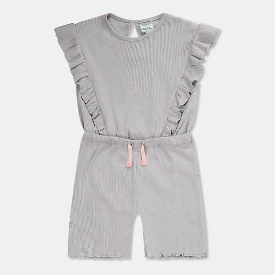Lilly And Sid Ribbed Frill Playsuit  