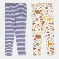Lilly And Sid & Sid Multicoloured Animal Forest And Stripe Print Leggings - 2 Pack  Детски клинове