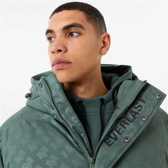 Everlast Мъжко Яке Logo Puffer Jacket Mens Mid Green Print Мъжки грейки