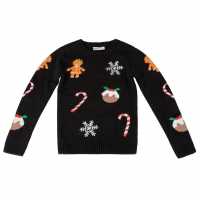 Star Плетен Пуловер Christmas Knit Jumper Junior Girls  Коледни пуловери