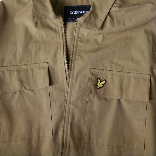 Lyle And Scott Men's Cotton Long Sleeve Zip Overshirt Олива W485 Lyle And Scott Men's Cotton Long Sleeve Zip Overshirt Олива W485
