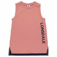Lonsdale Layer Vest Junior Girls Pink/Navy Детски потници