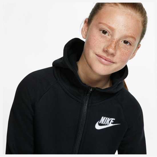 Nike Sportswear Full-Zip Hoodie Junior Girls Black/White Детски суитчъри и блузи с качулки
