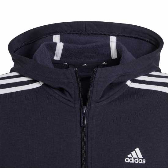 Adidas Спортно Горнище Essentials Girls 3-Stripes Zip Track Top Hoodie Морско синьо/Бяло Детски суитчъри и блузи с качулки
