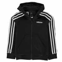 Adidas Спортно Горнище Girls 3-Stripes Zip Track Top Hoodie Black/White Детски суитчъри и блузи с качулки