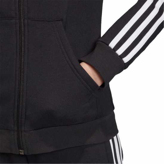 Adidas Спортно Горнище Girls 3-Stripes Zip Track Top Hoodie Black/White Детски суитчъри и блузи с качулки