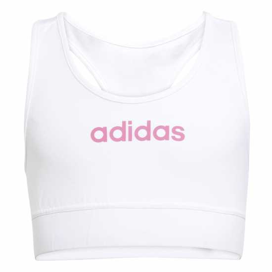 Adidas Essentials Linear Bra Girls Бяло/Черно Спортни сутиени