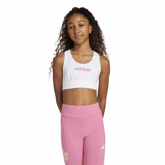 Adidas Essentials Linear Bra Girls Бяло/Черно Спортни сутиени