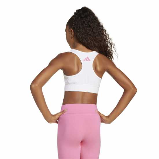 Adidas Essentials Linear Bra Girls Бяло/Черно Спортни сутиени