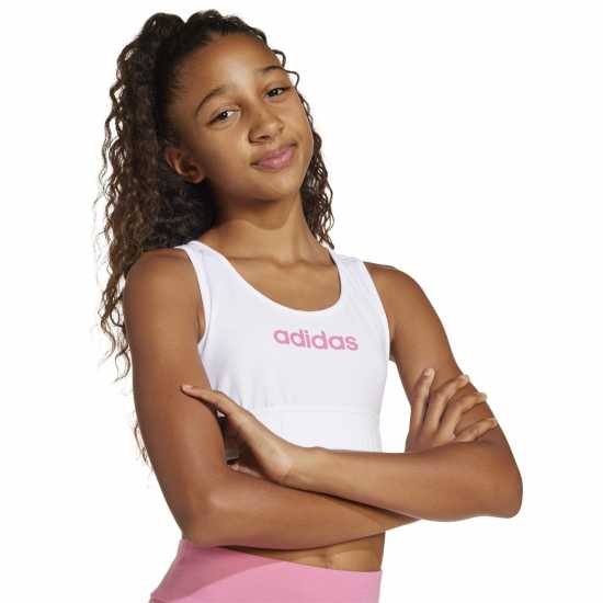 Adidas Essentials Linear Bra Girls Бяло/Черно Спортни сутиени