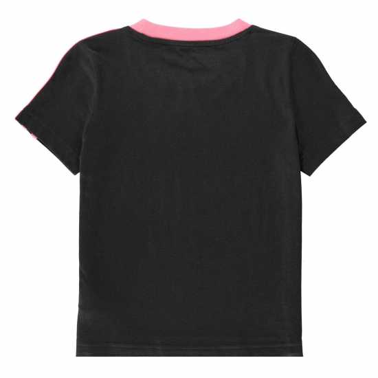 Тениска Момичета Adidas 3 Stripe T Shirt Junior Girls Black/Pink Детски тениски и фланелки