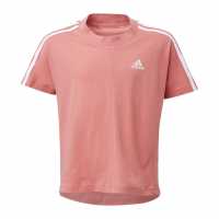 Тениска Момичета Adidas 3 Stripe T Shirt Junior Girls Hazy Rose/White Детски тениски и фланелки