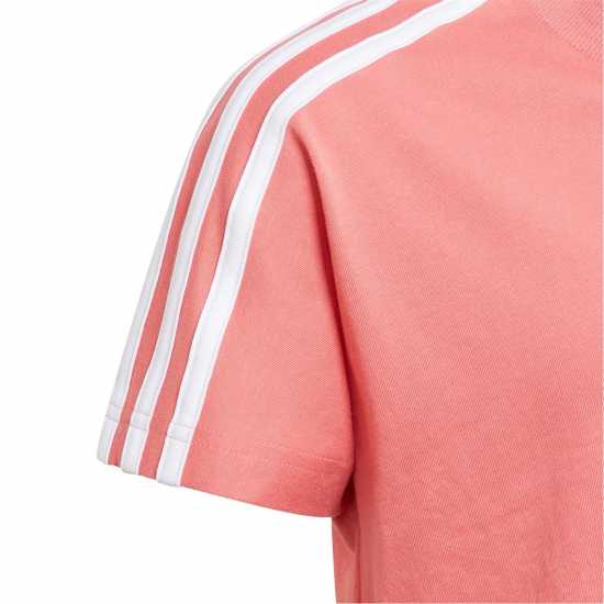 Тениска Момичета Adidas 3 Stripe T Shirt Junior Girls Hazy Rose/White Детски тениски и фланелки