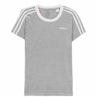 Тениска Момичета Adidas 3 Stripe T Shirt Junior Girls Grey/White Детски тениски и фланелки