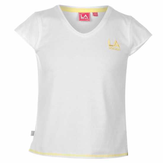 La Gear Тениска Момичета V Neck T Shirt Junior Girls White Детски тениски и фланелки