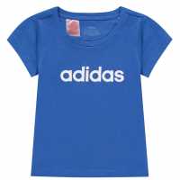 Sale Adidas Girls Essentials Linear T-Shirt Blue/White Детски тениски и фланелки