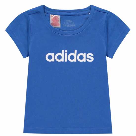 Sale Adidas Girls Essentials Linear T-Shirt Blue/White Детски тениски и фланелки