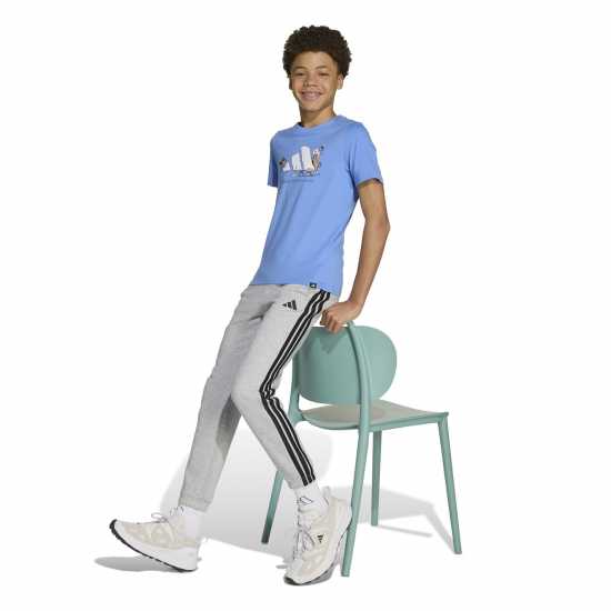 Sale Adidas Girls Essentials Linear T-Shirt Blue/White Детски тениски и фланелки
