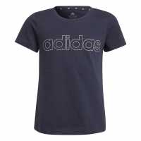 Adidas Girls Essentials Linear T-Shirt Nvy/Wht Linear Детски тениски и фланелки