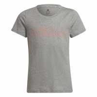 Adidas Girls Essentials Linear T-Shirt Gry/Pnk Linear Детски тениски и фланелки